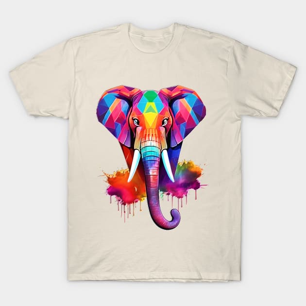 Geometric Elephant Splash Art T-Shirt by Whole Lotta Pixels